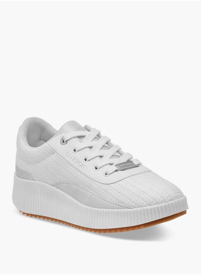 ELLE - Women's Textured Sneakers with Chunky Sole and Lace-Up Closure - Image 1