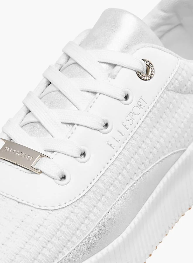 ELLE Women's Textured Sneakers with Chunky Sole and Lace-Up Closure