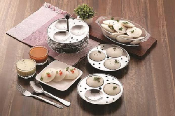 Dynore Stainless Steel Idli Stand Idli Maker 3 x 3 Plates 9 Idli - Image 2
