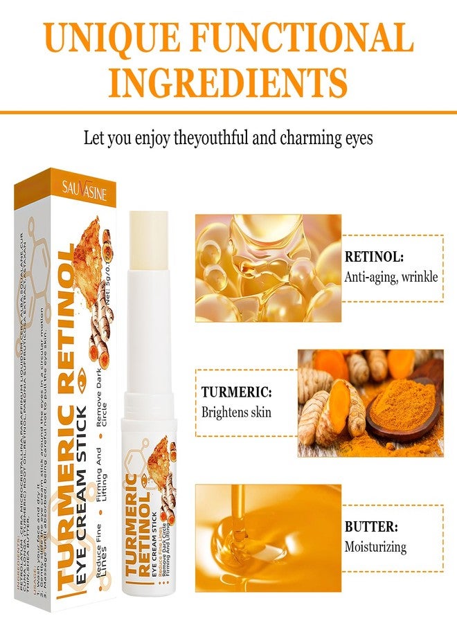 Tbexem 2PCS Turmeric Retinol Eye Stick,Lumibalm for Under Eyes Bags,Eye Balm Stick Wrinkles,Hydrating for Dark Circle,For Puffiness and Bags Reduces Fine Lines - Image 2