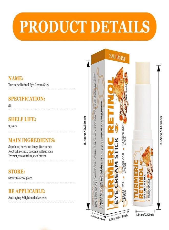 Tbexem 2PCS Turmeric Retinol Eye Stick,Lumibalm for Under Eyes Bags,Eye Balm Stick Wrinkles,Hydrating for Dark Circle,For Puffiness and Bags Reduces Fine Lines - Image 4