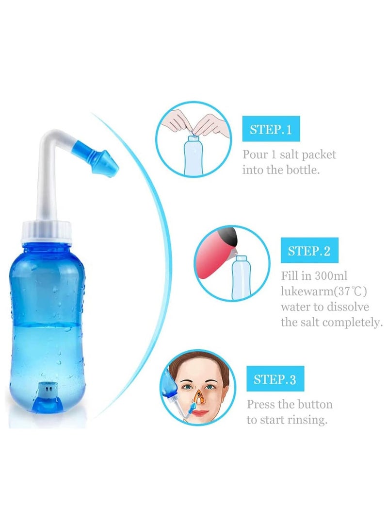Neti Pot Sinus Rinse Bottle 500 ML, Nose Wash Cleaner Pressure Rinse Nasal Irrigation for Adult & Kid BPA Free with Sticker Thermometer (500ml) - Image 2