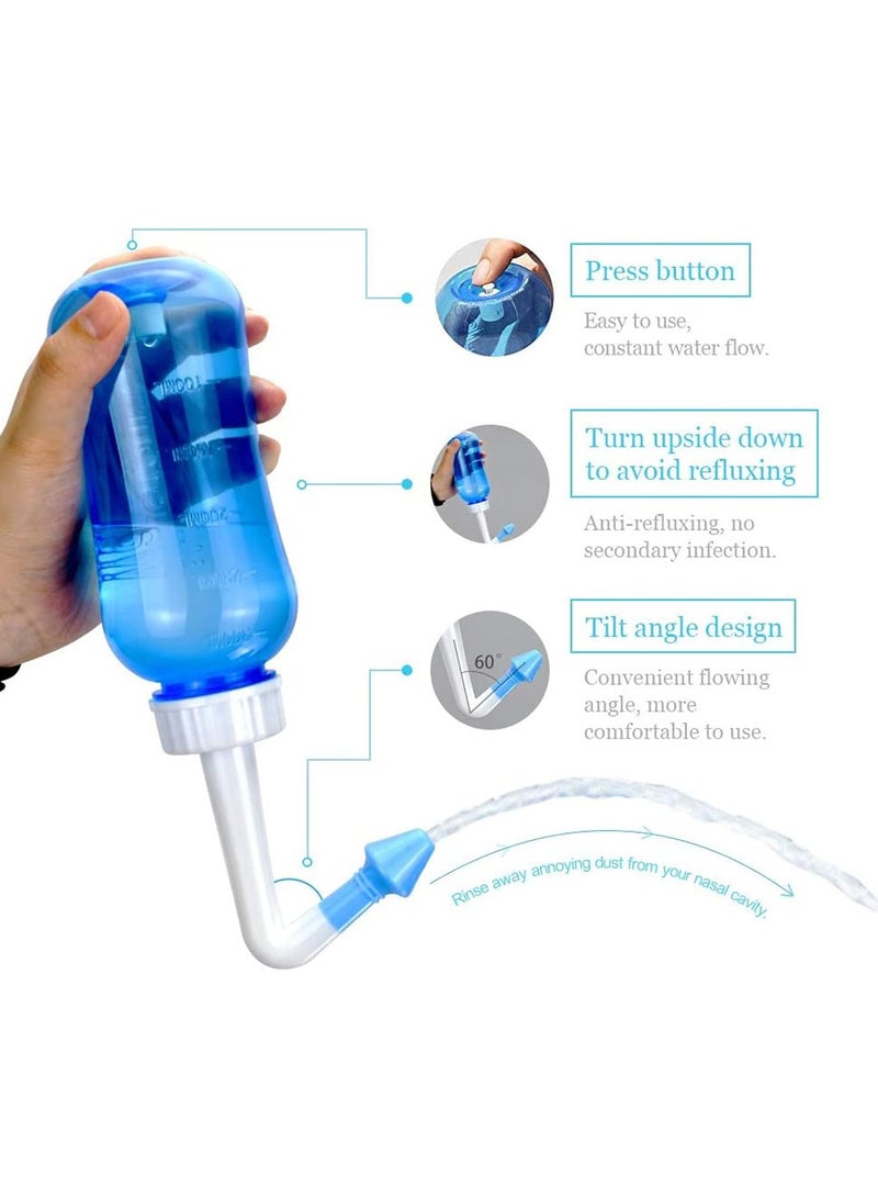 Neti Pot Sinus Rinse Bottle 500 ML, Nose Wash Cleaner Pressure Rinse Nasal Irrigation for Adult & Kid BPA Free with Sticker Thermometer (500ml) - Image 3