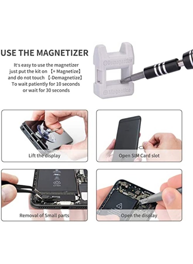 مجموعة مفكات دقيقة 115 في 1، مفكات مغناطيسية ومفكات كهربائية مع حقيبة متنقلة لإصلاح أجهزة الكمبيوتر والهواتف الذكية وأجهزة الكمبيوتر الشخصية وأجهزة آيفون والتابلت، باللون الأسود. - Image 4