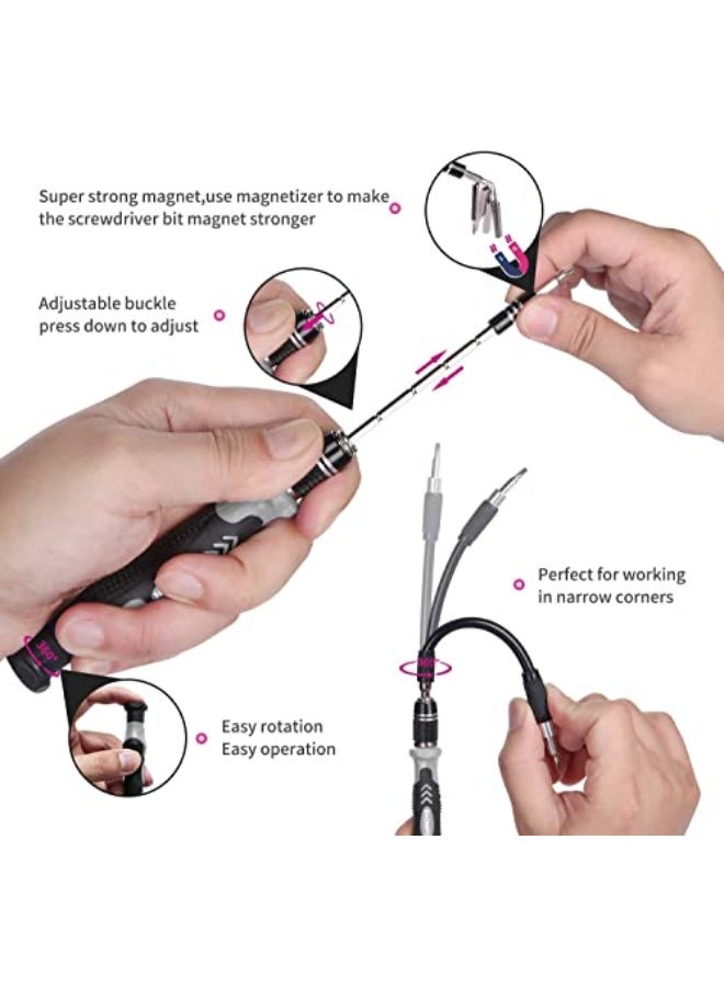 مجموعة مفكات دقيقة 115 في 1، مفكات مغناطيسية ومفكات كهربائية مع حقيبة متنقلة لإصلاح أجهزة الكمبيوتر والهواتف الذكية وأجهزة الكمبيوتر الشخصية وأجهزة آيفون والتابلت، باللون الأسود. - Image 3