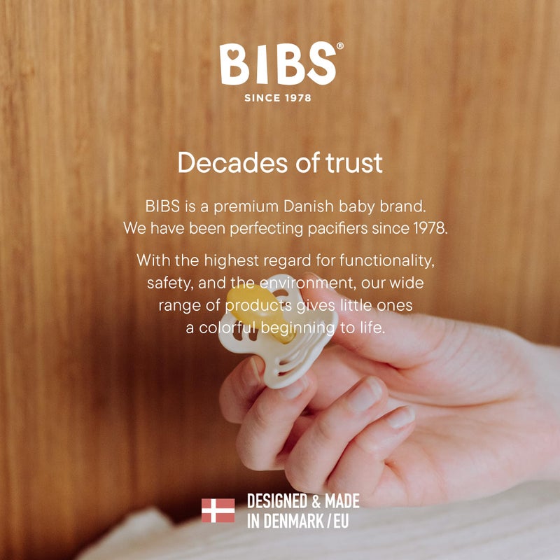 BIBS Supreme Baby Pacifier 2-Pack | Made in Denmark | BPA Free Dummy Soother, Symmetrical Nipple. Silicone, Size 1 (0-6 Months), Blush Glow/Vanilla Glow - Image 5