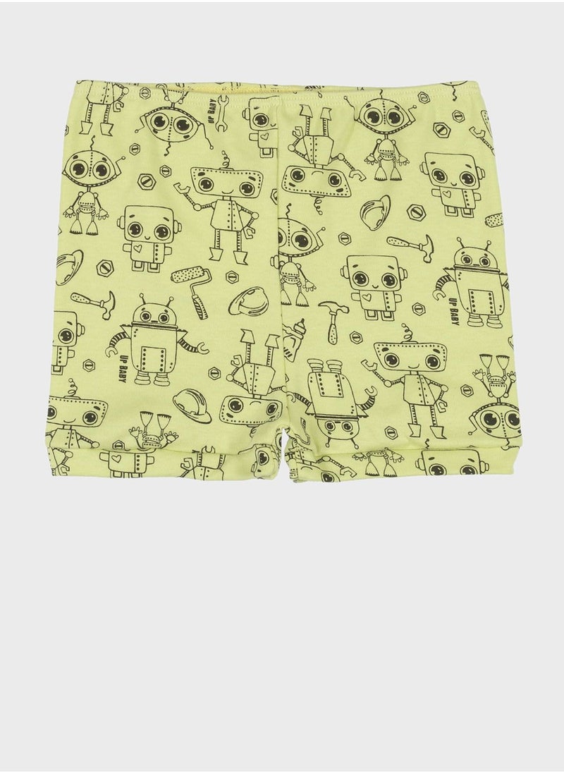 Up Baby - Infant Robo Print Shorts - Image 1