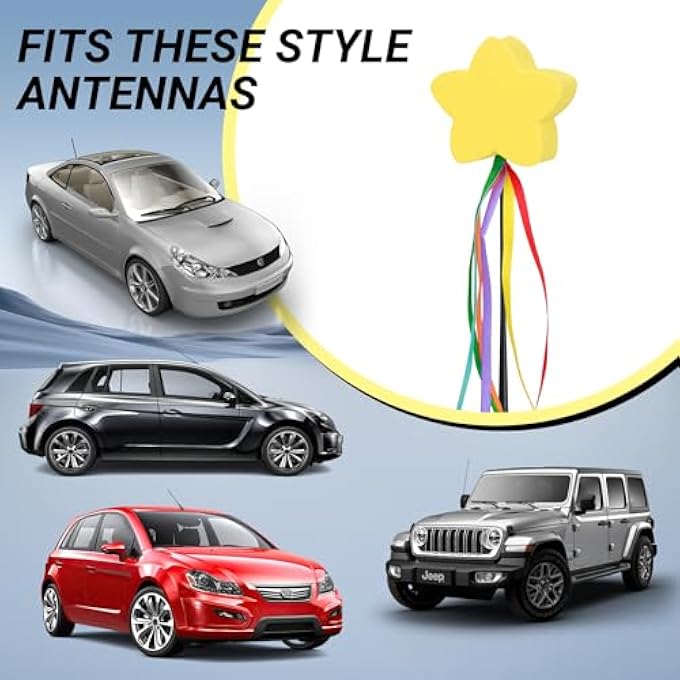 rayihni Yellow Star Car Antenna Topper - Auto Antenna Ball Exterior Decor Car Decorations Easy to Find Car in The Parking Lot (Shooting Star) - Image 3
