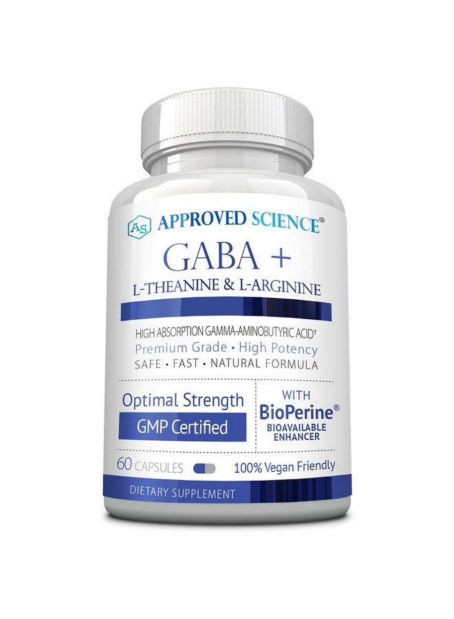 Approved Science GABA+ - Promote Calm, Improve Sleep, Boost Mood - GABA, L-Theanine, L-Arginine, Vitamin B6, BioPerine - High Absorption - 60 Capsules - Vegan - Image 1