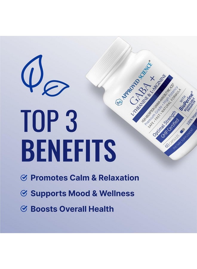 Approved Science GABA+ - Promote Calm, Improve Sleep, Boost Mood - GABA, L-Theanine, L-Arginine, Vitamin B6, BioPerine - High Absorption - 60 Capsules - Vegan - Image 3