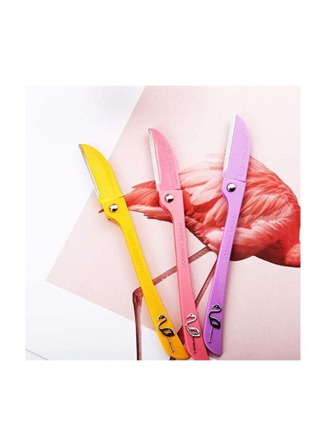 Feather - 3 Piece Flamingos Ladies Razor For Facial And Body Hair Yellow/Pink/Purple - Image 1