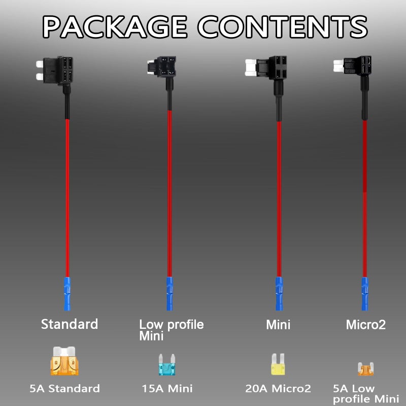 BFXM 12 Pack 4 Types 12V Car Add-a-Circuit Fuse Tap Adapter,Standard Mini Micro2 and Low Profile Fuse Taps for Cars Trucks Boats - Image 3