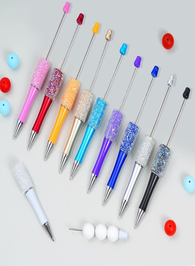 jiebor 10Pcs Beadable Pens Plastic Bead Ballpoint DIY Cute Cool Pens Black Ink Bulk for Beads Women Men Gift Office Supplies - Image 5
