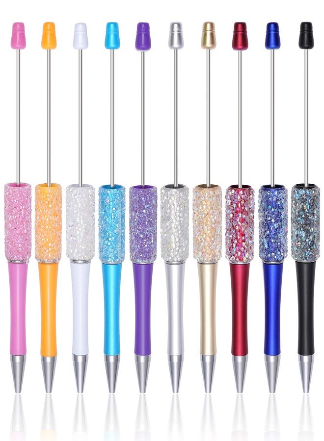 jiebor 10Pcs Beadable Pens Plastic Bead Ballpoint DIY Cute Cool Pens Black Ink Bulk for Beads Women Men Gift Office Supplies - Image 1