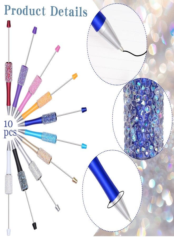 jiebor 10Pcs Beadable Pens Plastic Bead Ballpoint DIY Cute Cool Pens Black Ink Bulk for Beads Women Men Gift Office Supplies - Image 2