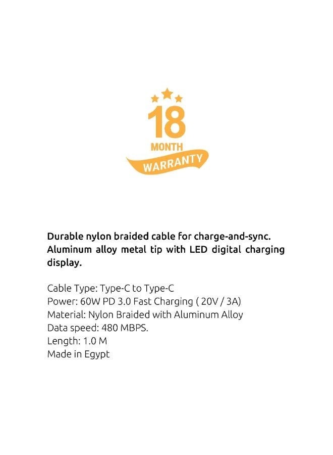 sia LED NYLON BRAIDED CABLE C-C 60W- 100CM - Image 2