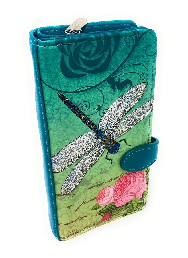 Shag Wear Vintage Dragonfly Large Wallet For Women 7 Teal  - Image 1