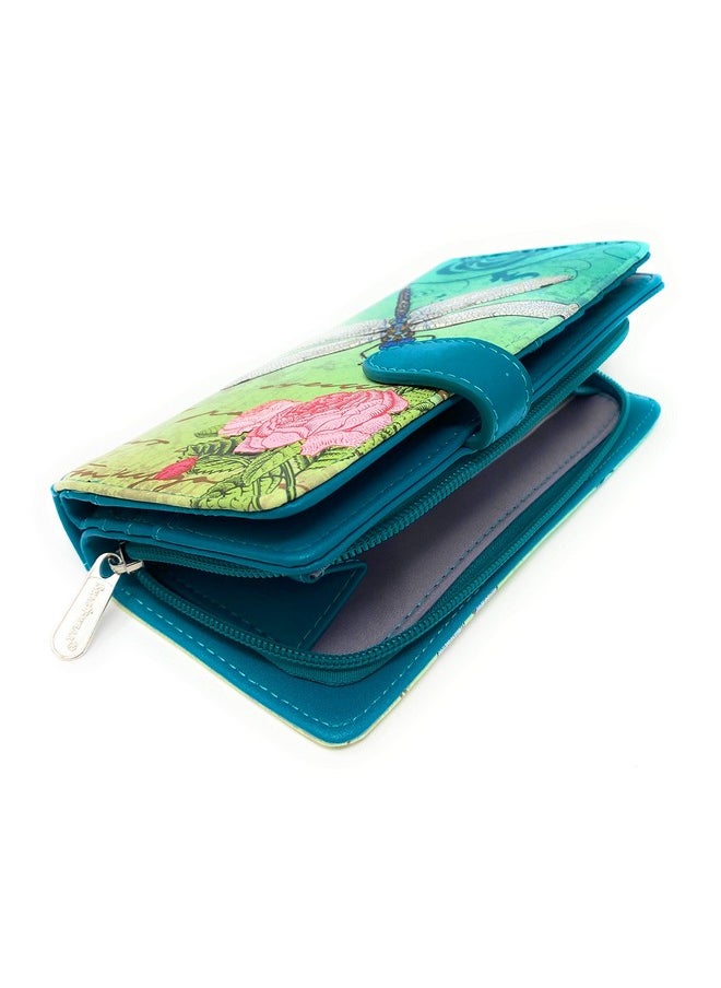 Shag Wear Vintage Dragonfly Large Wallet For Women 7 Teal  - Image 3