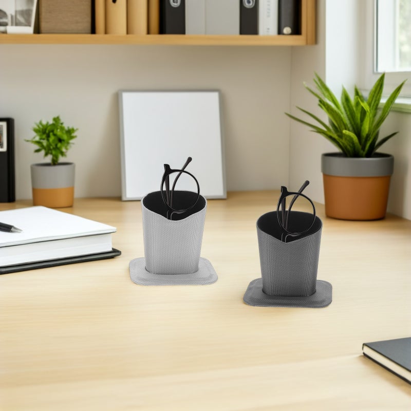 2pcs Eyeglasses Desk Stand: Nightstand Eyeglasses Storage Organizer - PU Leather Cover Eyewear Storage Case for Desktop or Bedside - Image 3
