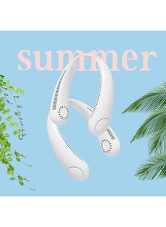 SHOPI Portable Neck Fan Hands Free Bladeless Neck Fan, Cooling Hanging Fan, USB Rechargeable Personal Neck Fan, Headphone Design Neck Air Conditioner 