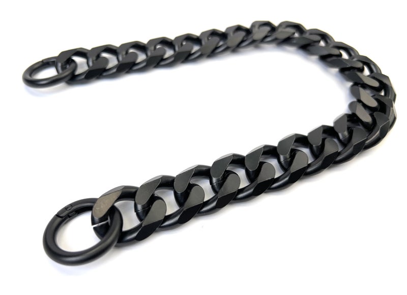 VersaKits Matte Black Chunky Cuban Chain Charm Purse Strap 15-1/2 Inch Aluminum Chain Extender Accessory Decoration for Pants Shoes Dog Collar - Image 1