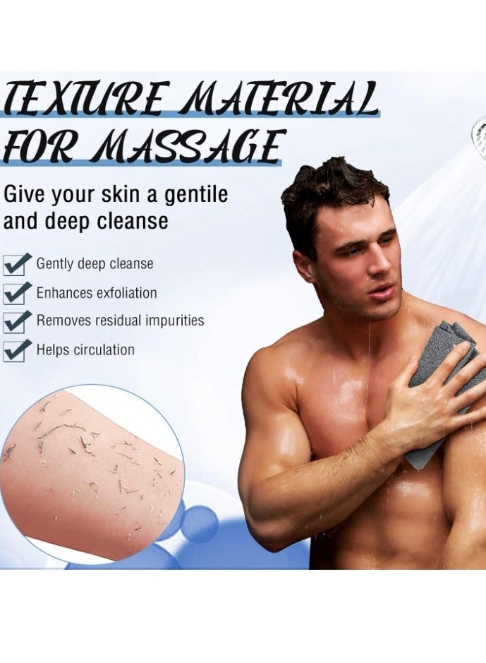 2 Pack Men Back Scrubber for Shower Exfoliating,Washcloth Back Cloth Body Scrubber Towel,Nylon Exfoliating Stretchable Pull Strap Wash Cloth for Bath Body Scrub Washcloth (Dark gray & Blue) - Image 2