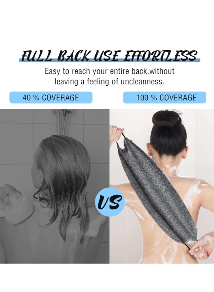 2 Pack Men Back Scrubber for Shower Exfoliating,Washcloth Back Cloth Body Scrubber Towel,Nylon Exfoliating Stretchable Pull Strap Wash Cloth for Bath Body Scrub Washcloth (Dark gray & Blue) - Image 5