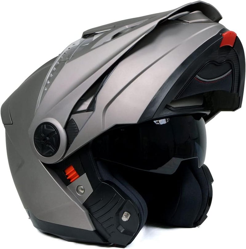 Milwaukee Helmets خوذة ميلووكي الفضية المظلمة للدراجات النارية المتقدمة القابلة للتعديل DOT معتمدة MPH9822DOT صغيرة - Image 1