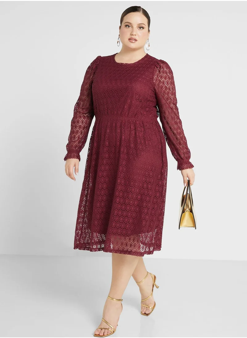 Only Carmakoma Puff Sleeve Tiered Dress