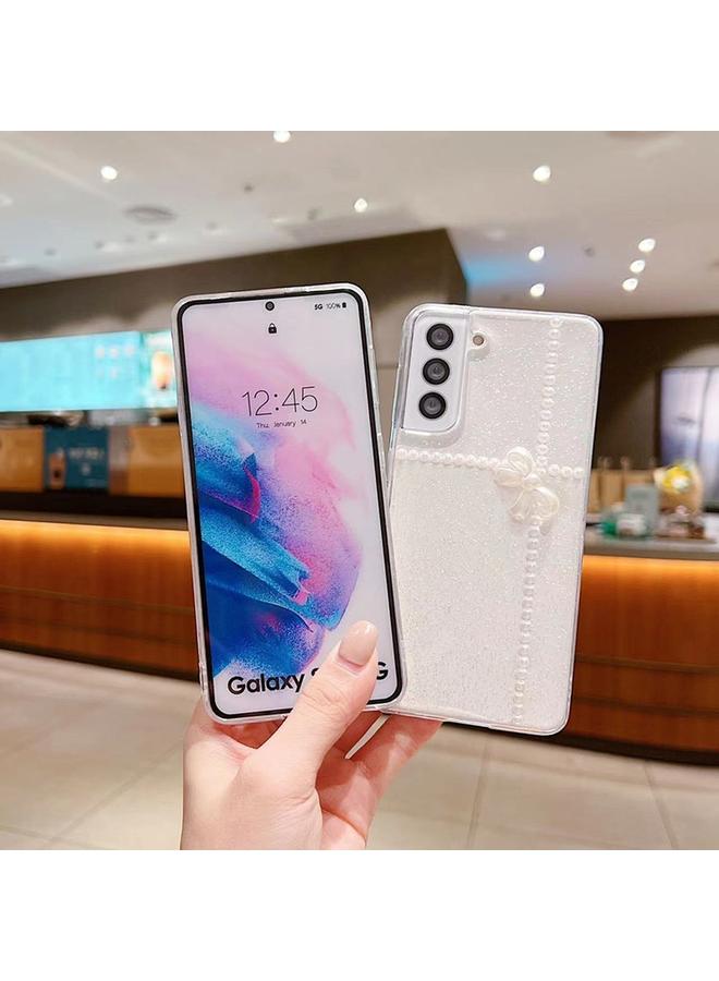 S-TOP Case For Samsung Galaxy S25 5G Pearl Bow Glitter Epoxy TPU Phone Case - Image 5
