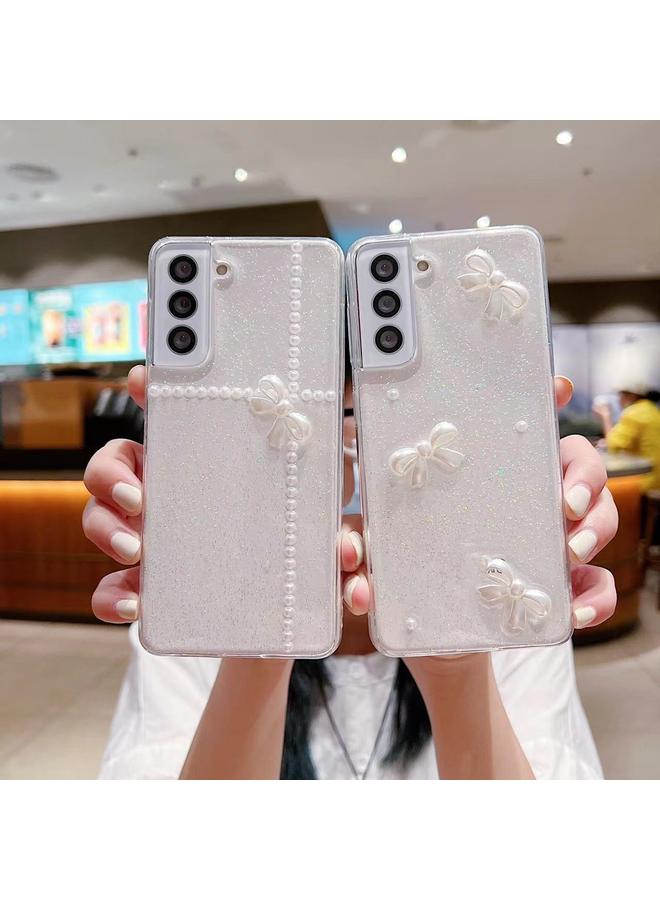 S-TOP Case For Samsung Galaxy S25 5G Pearl Bow Glitter Epoxy TPU Phone Case - Image 2