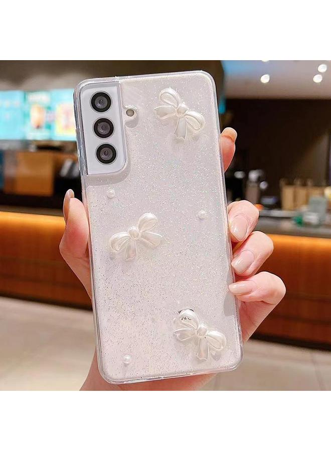 S-TOP Case For Samsung Galaxy S25 5G Pearl Bow Glitter Epoxy TPU Phone Case - Image 1