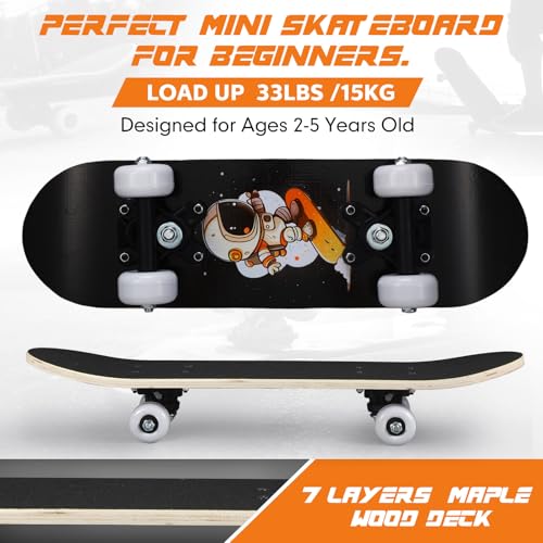 Honoson 7 Pcs Skateboard for Toddlers Beginners Knee Elbow Pads Wrist Guards Gear Set AstronautAge 25 Kids 17 x 5 - Image 3