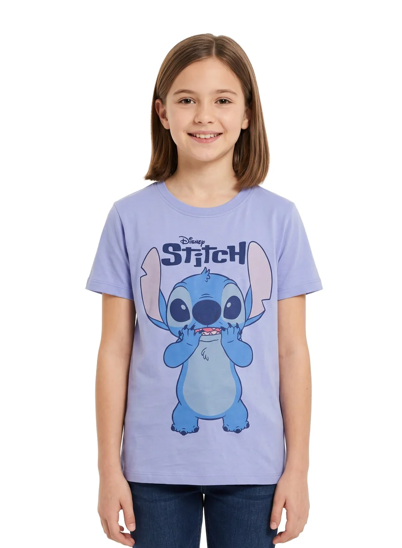 Disney Stitch Graphic T-Shirt for Girls | Cute Character Print Casual Crew Neck Cotton Tee