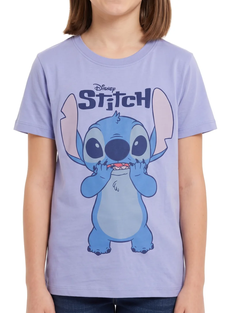 Disney  Disney Stitch Graphic T-Shirt for Girls | Cute Character Print Casual Crew Neck Cotton Tee for Women | Best Price UAE