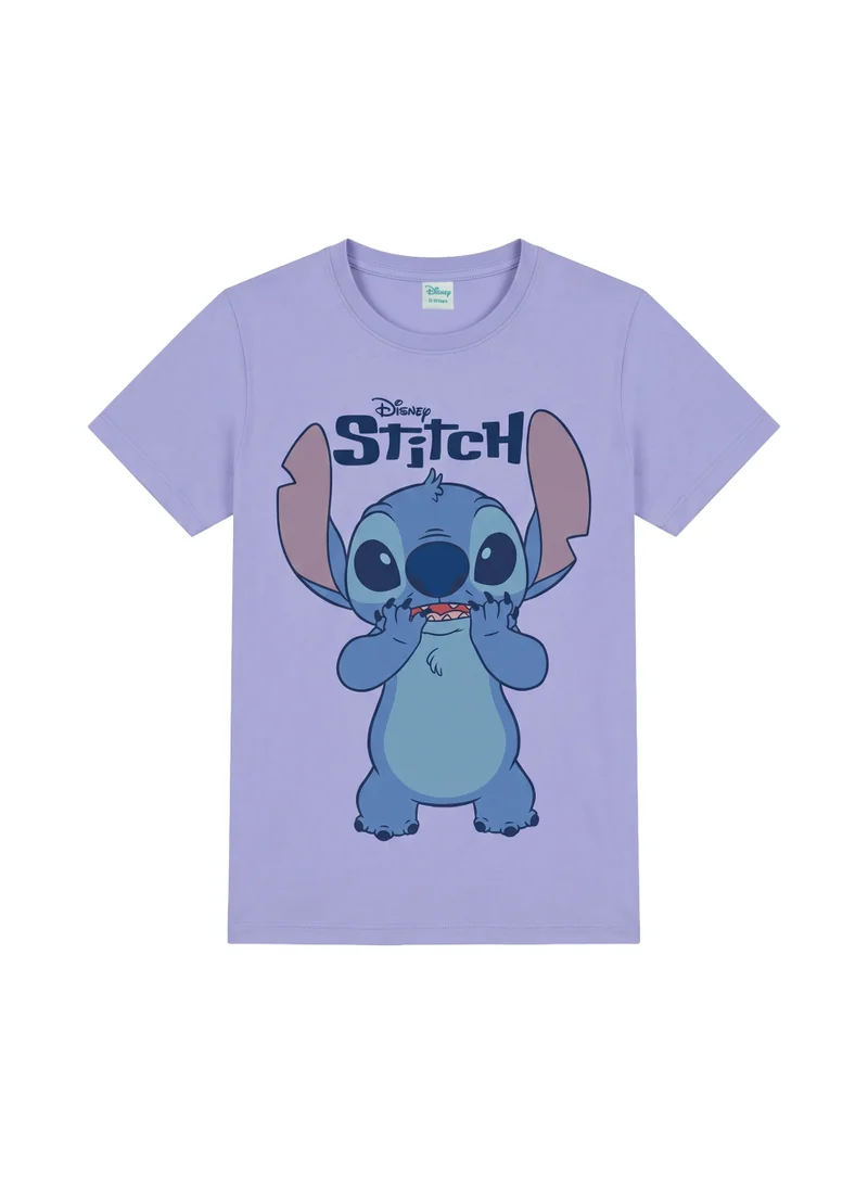 Disney  Disney Stitch Graphic T-Shirt for Girls | Cute Character Print Casual Crew Neck Cotton Tee for Women | Best Price UAE