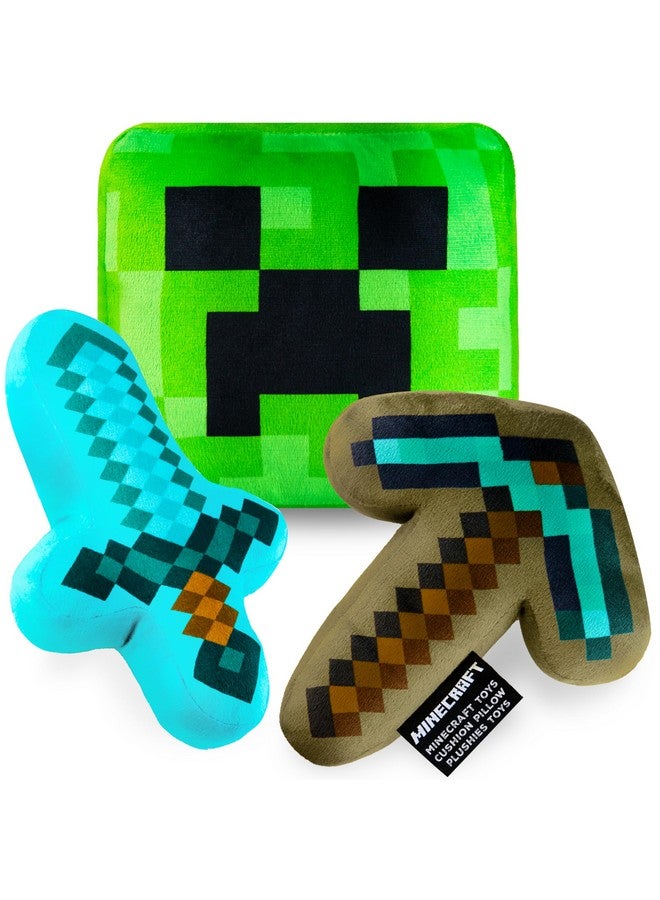 MINECRAFT ألعاب ماينكرافت دمى محشوة مجموعة 3D عبوة من 3 وسادة للأطفال والمراهقين رفيق العناق ديكور المنزل إكسسوارات غرفة النوم مقتنيات محشوة حيوانات محشوة هدايا للاعبين - Image 1