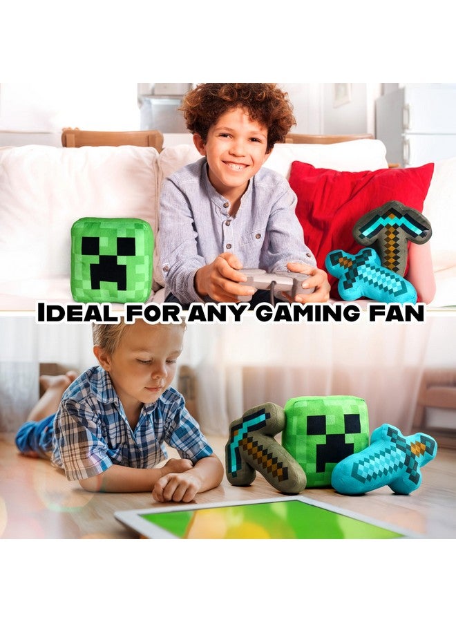 MINECRAFT ألعاب ماينكرافت دمى محشوة مجموعة 3D عبوة من 3 وسادة للأطفال والمراهقين رفيق العناق ديكور المنزل إكسسوارات غرفة النوم مقتنيات محشوة حيوانات محشوة هدايا للاعبين - Image 4