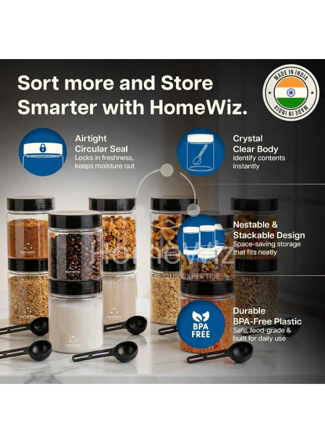 HomeWiz طقم علب تخزين للمطبخ من HomeWiz محكمة الغلق (سعة 250 مل - 8 قطع) | أوعية مطبخ آمنة غذائياً وخالية من مادة BPA | مجموعة أوعية وحاويات تخزين | طقم علب للتوابل والبهارات | طقم حاويات بلاستيكية غير قابلة للكسر | مناسبة للتوابل والبقوليات - Image 2