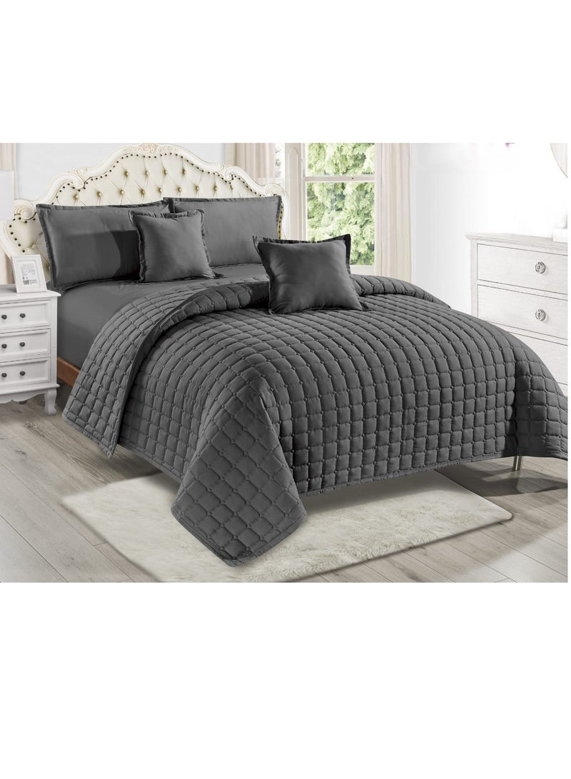 مون مفرش سرير نفرين مضغوط سادة صيفي من المايكروفايبر 6 قطع مقاس اللحاف 250x230 سم - Image 1