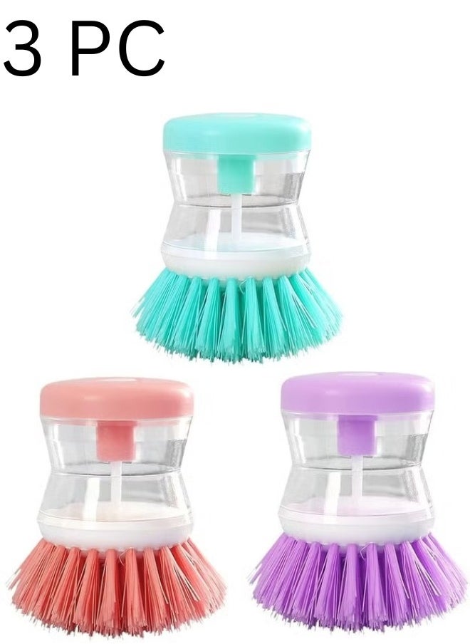 Generic Dishwashing Brush Set with Soap Dispenser (Set of 3 Random Colors)  - Image 1