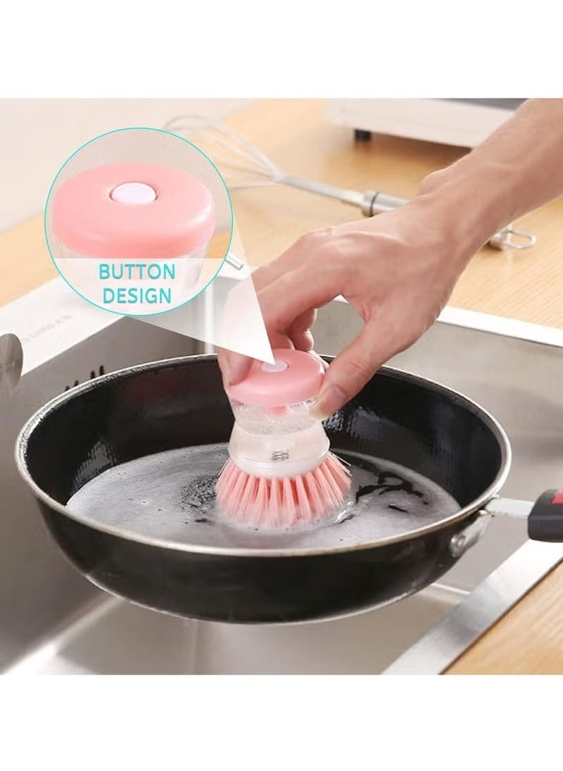 Generic Dishwashing Brush Set with Soap Dispenser (Set of 3 Random Colors)  - Image 2