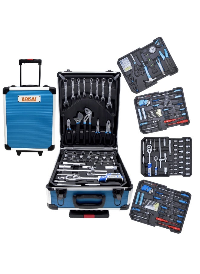 BONAI 187 Piece Premium Professional Grade Tool Set with Tool Trolley Essential Kit for Car House and Electronics Repairs, High Quality Chrome Vanadium Steel - Image 1