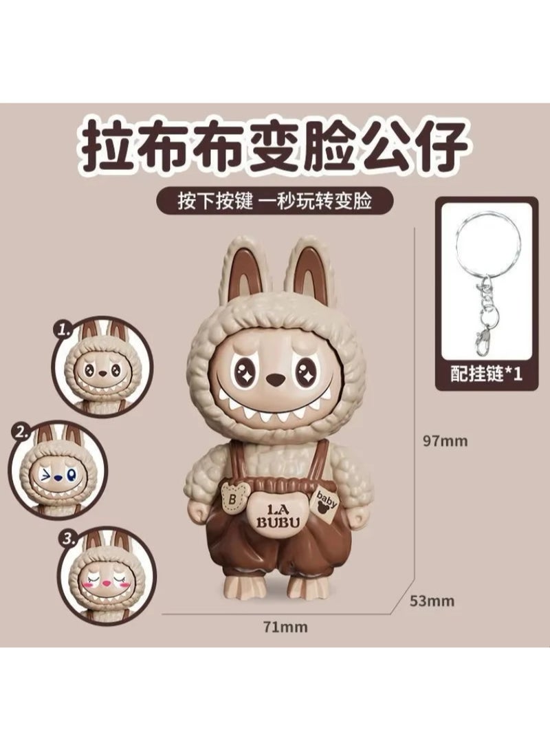 مونستر ميدالية "لا بوبو" بتعابير  وجه متغيرة مثالية لتزيين المفاتيح أو الشنط، خفيفة وسهلة الحمل هدية ممتعة لمحبي التصاميم الفريدة والدمى التفاعلية بتحريك الرأس، يظهر 3 تعبيرات مختلفة تضيف لمسة مرحة لأي مكان! - Image 1