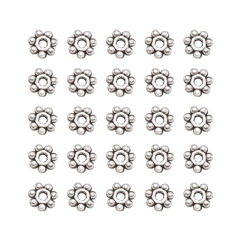 BB Beadthoven Beadthoven 1000pcs Tibetan Silver Alloy Daisy Spacer Beads Mini Snowflake Spacer Charms for DIY Christmas Bracelet Necklace Jewelry Making Supplies 4-4.5x1.5mm - Image 2