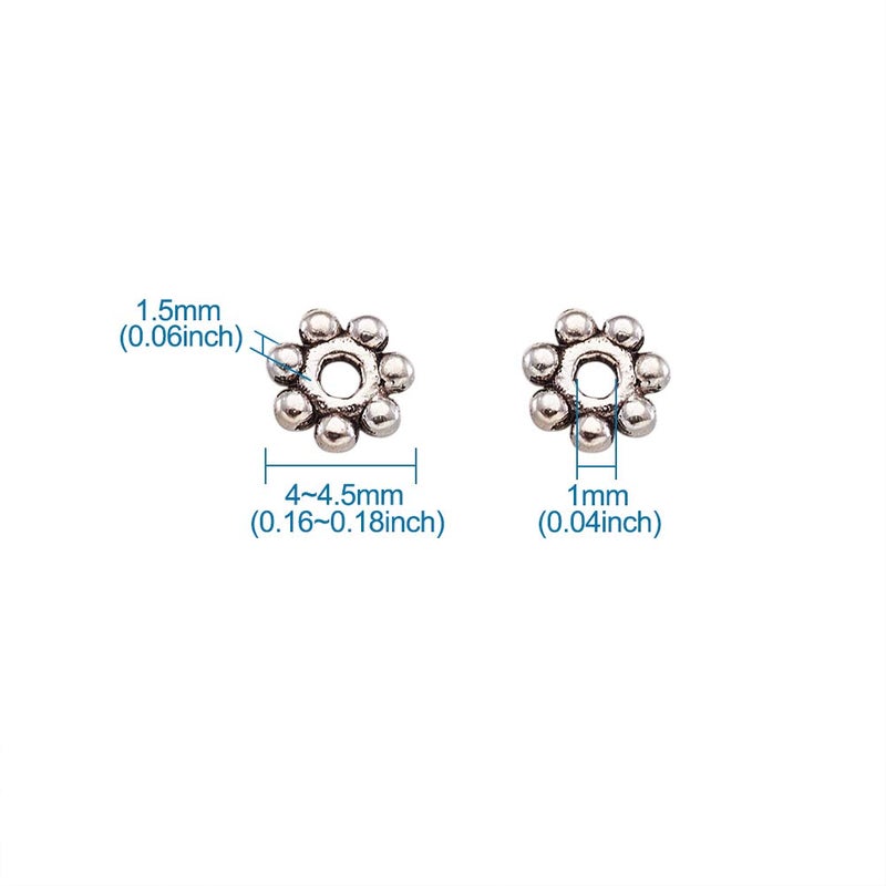 BB Beadthoven Beadthoven 1000pcs Tibetan Silver Alloy Daisy Spacer Beads Mini Snowflake Spacer Charms for DIY Christmas Bracelet Necklace Jewelry Making Supplies 4-4.5x1.5mm - Image 3
