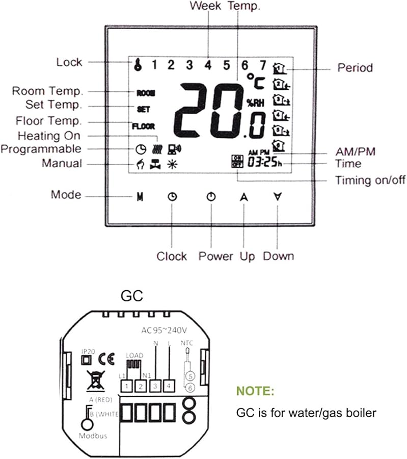 Weekly Programmable LCD Touch Screen Thermostat Intelligent Temperature Controller 5A AC110 230V Black - Image 3
