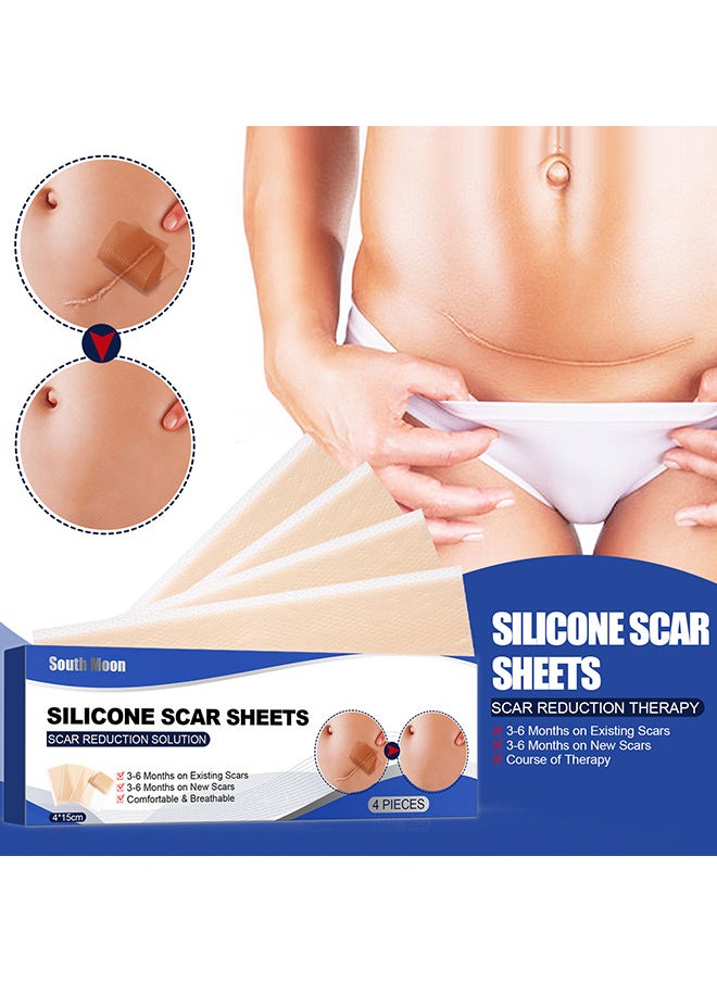 SOUTH MOON Scar Remover Patch, Silicone Scar Sheets For Scars Stretch Mark Treatment Waterproof, 4 Reusable Sheets, Size 5.9" x 1.6"  - Image 2