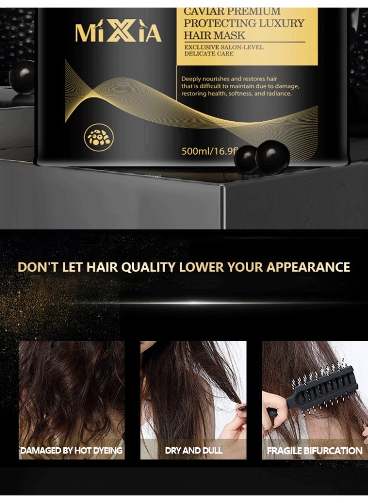MIXIA Caviar Hair Mask, Conditioner, Repair Damaged Hair, Nourish and Smooth Hair 500g - Image 4