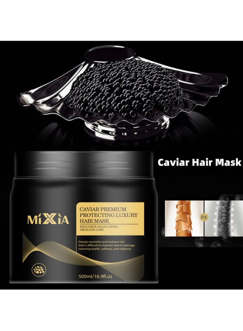 MIXIA Caviar Hair Mask, Conditioner, Repair Damaged Hair, Nourish and Smooth Hair 500g - Image 1